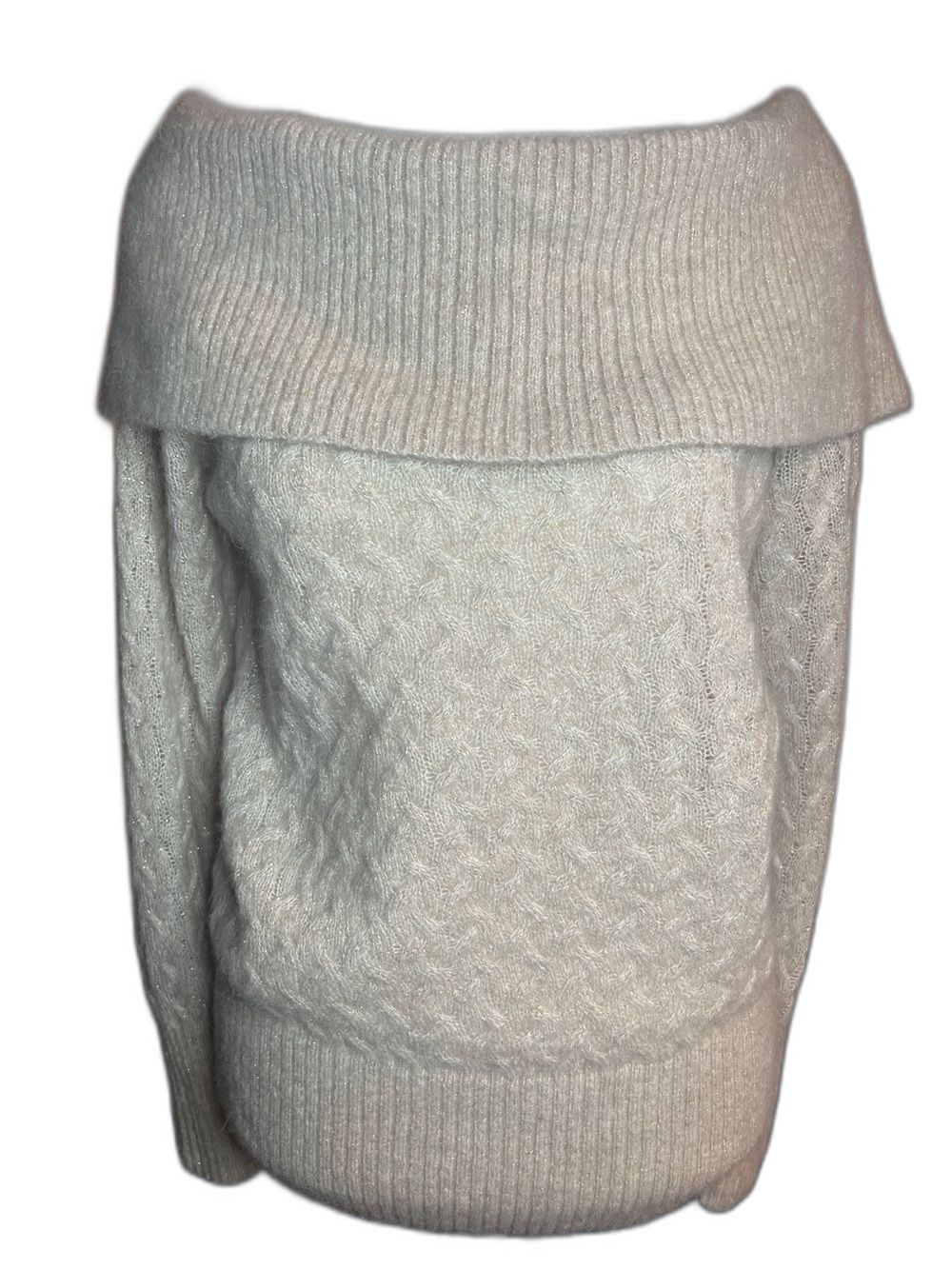 Banana Republic Cream Off-the-Shoulder Cable Knit Sweater Size S